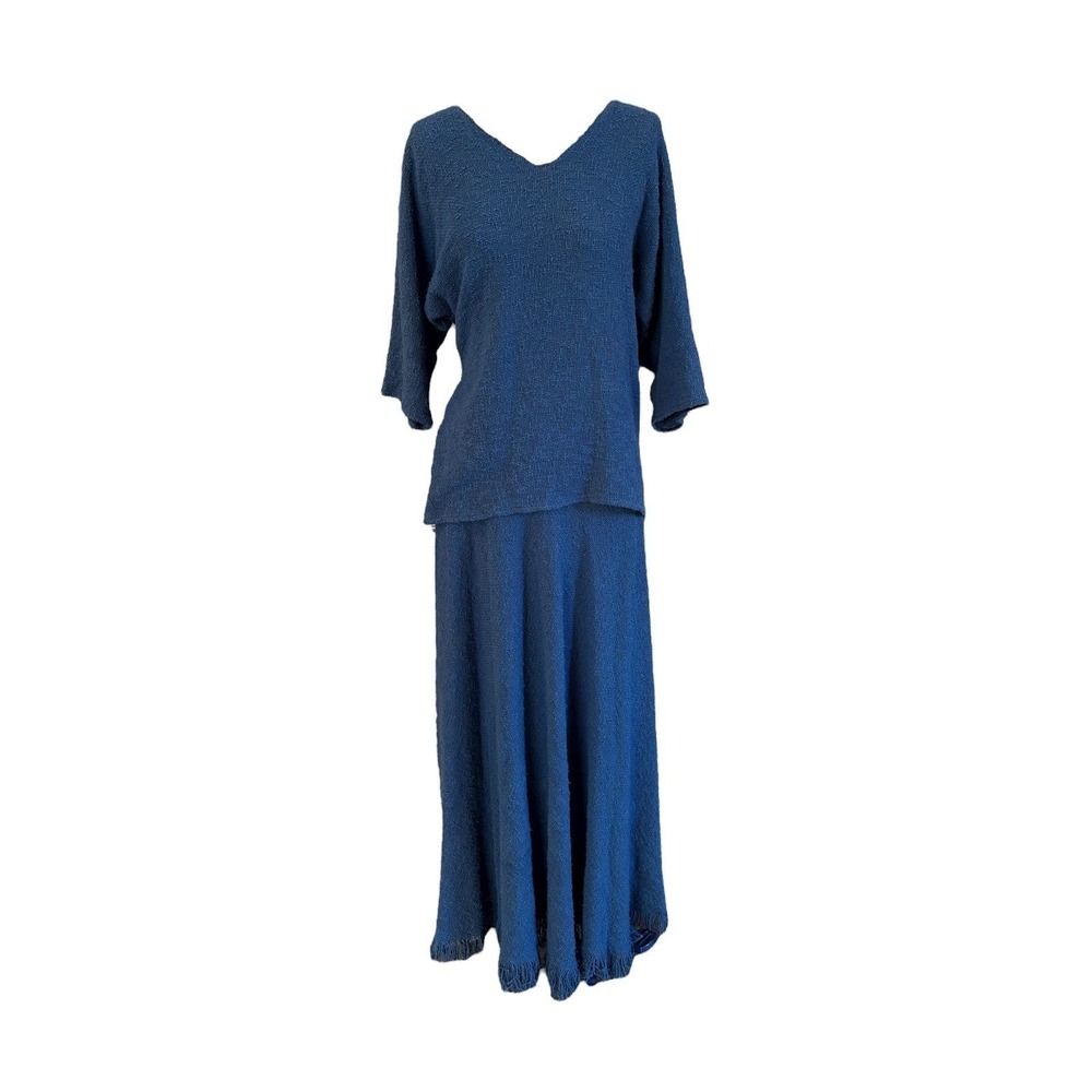 Rebecca Jane Noble Vintage Hand Woven‎ Blue Cotton Skirt Size S - Picture 2 of 9